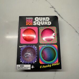 NeeDoh Quad Squad 4-Pack Party Fidget Balls - Pink, Red, Purple, Rainbow